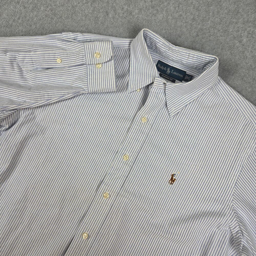 Ralph Lauren 16 (34/35) Blue Stripe Classic Fit Long Sleeve Button Down Shirt